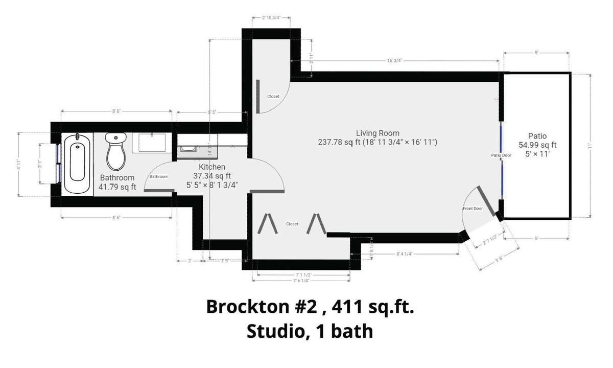 Floor plan, Studio, unit 2