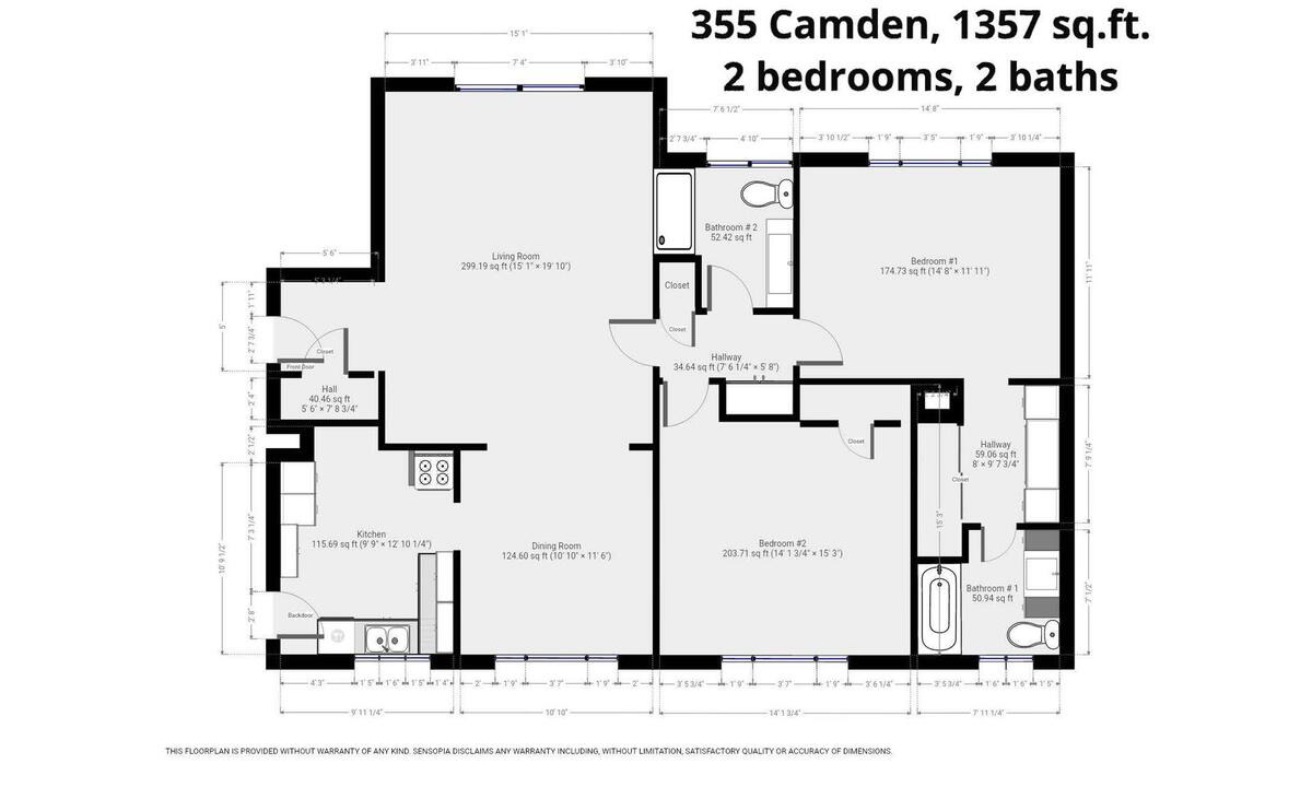 Floor plan, Camden plan, 2 bedrooms, 2 bathrooms