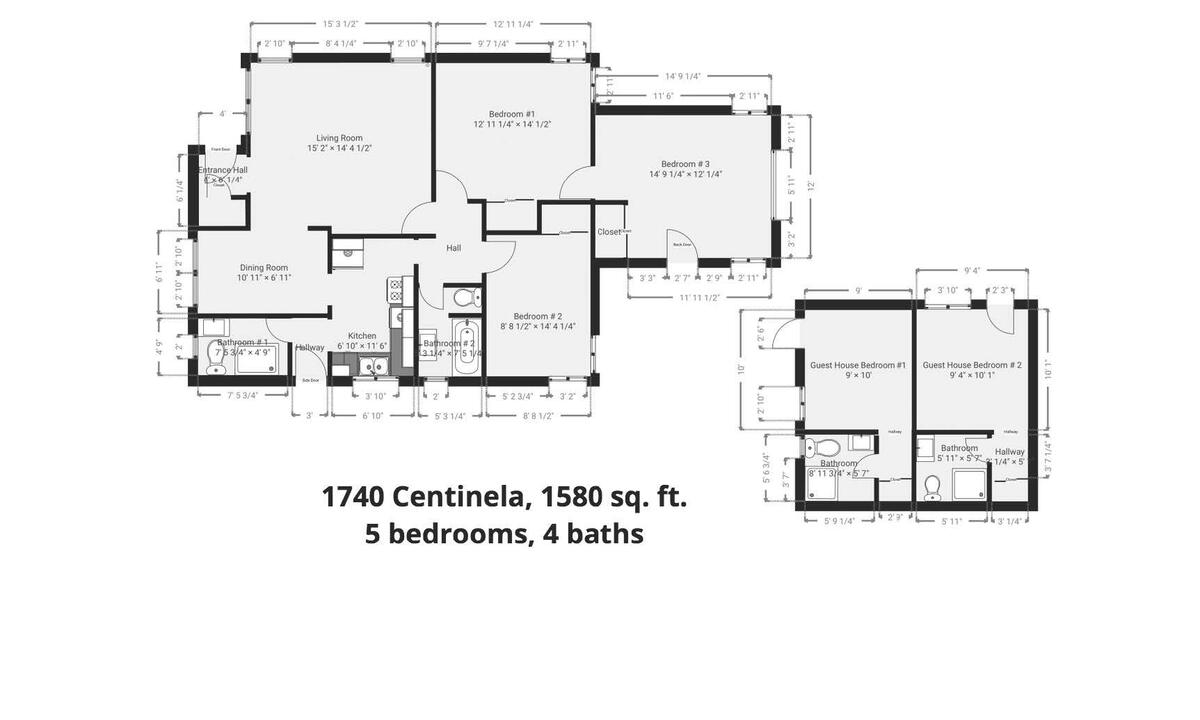 Floor plan, 1740 Centinela, 5 bedrooms, 4 baths