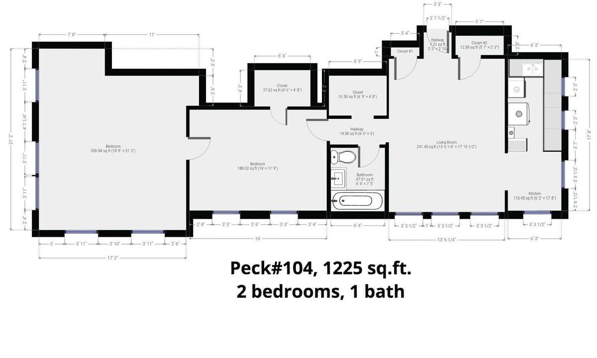 Floor plan, Unit 104, 1st floor