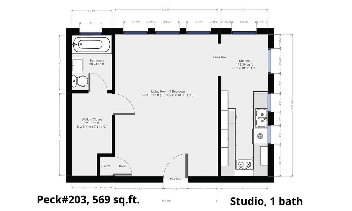 Floor plan, Unit 203