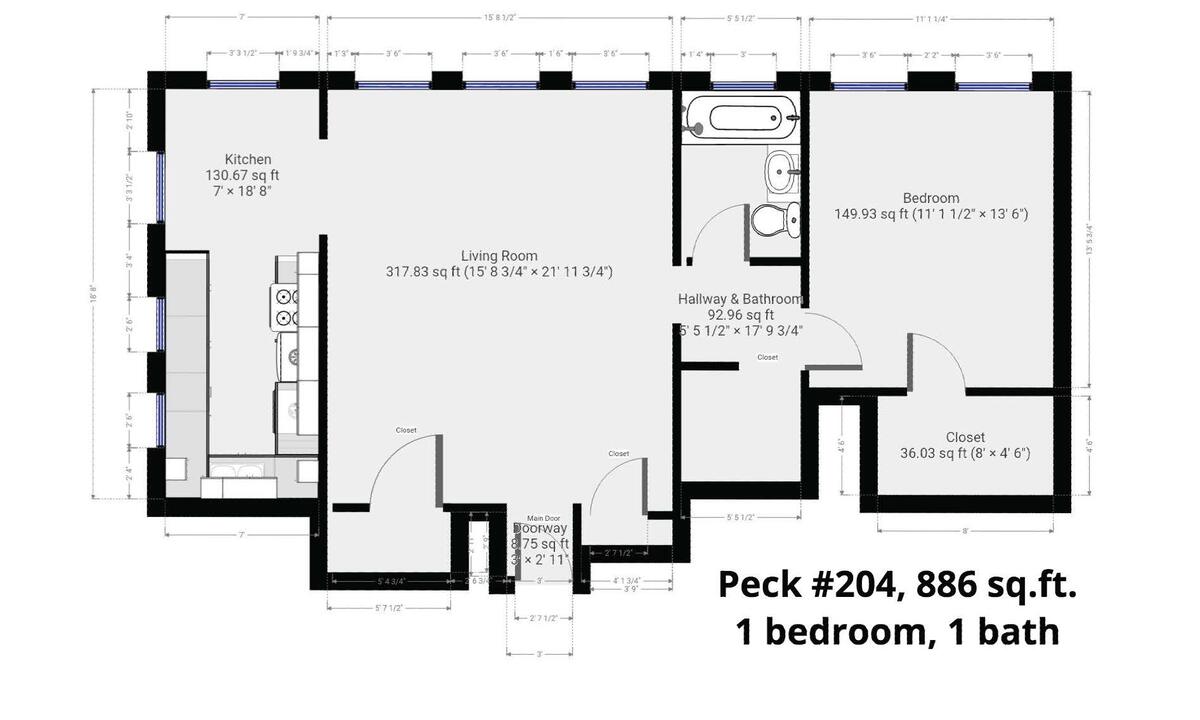 Floor plan, Unit 204