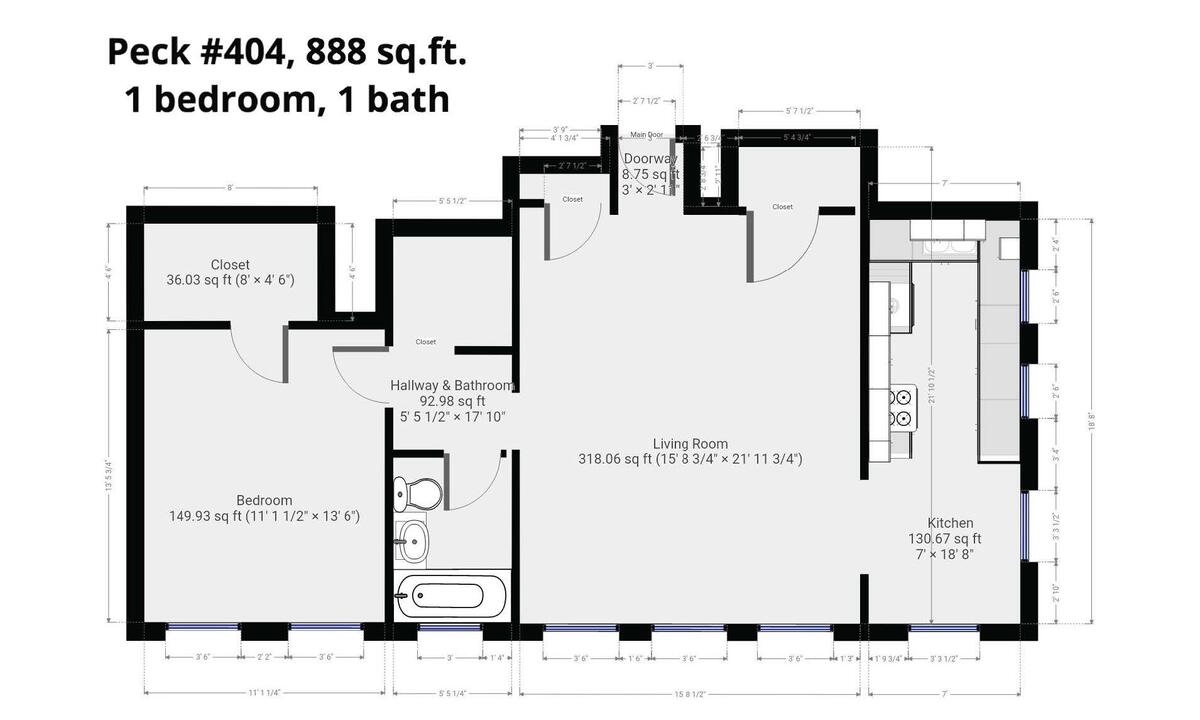 Floor plan, Unit 404