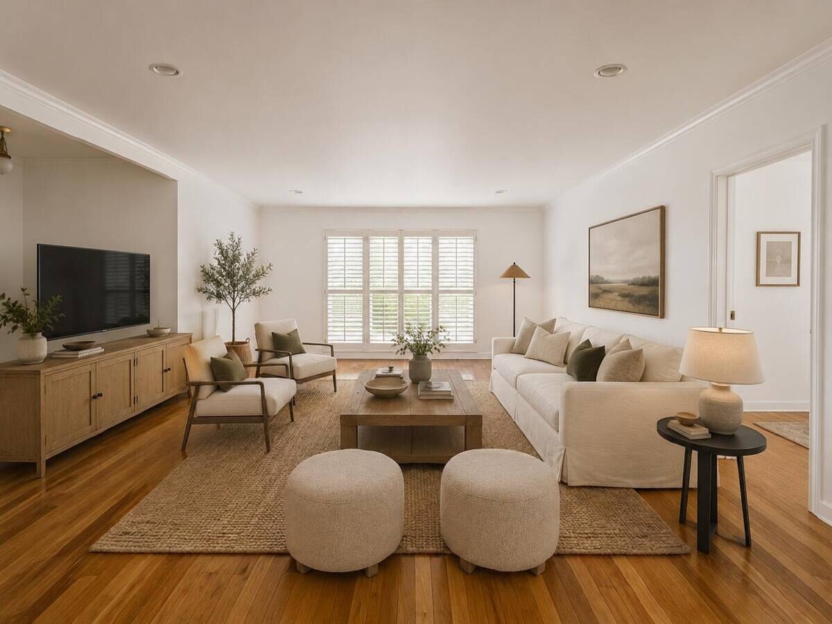 Living room at Camden Properties, virtually furnished