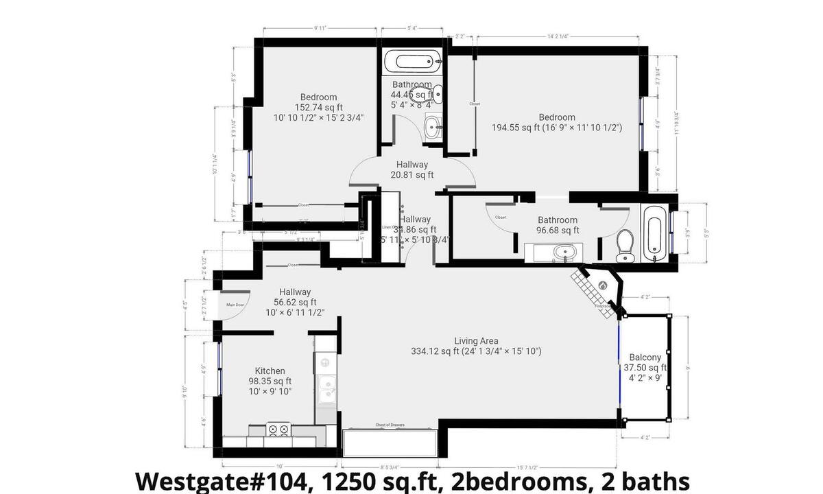 Floor plan, Unit 104