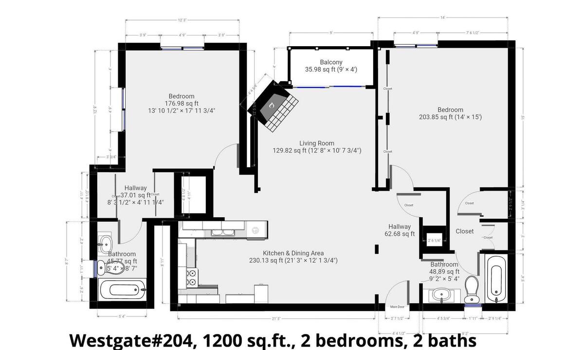 Floor plan, Unit 204