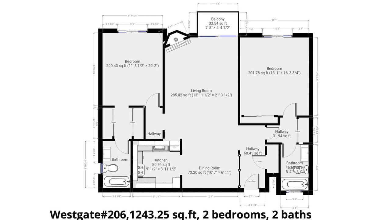 Floor plan, Unit 206