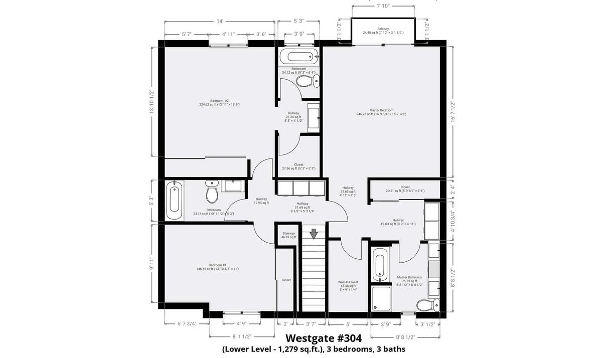 Floor plan, Unit 304, lower floor